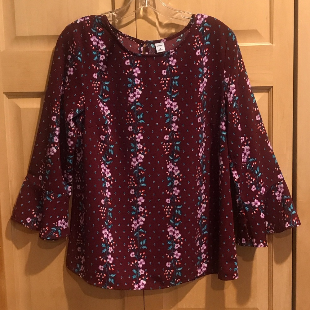 Old Navy Burgundy Floral Blouse